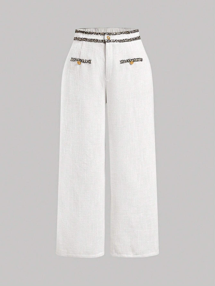 Pantaloni Shein Curve+, crem