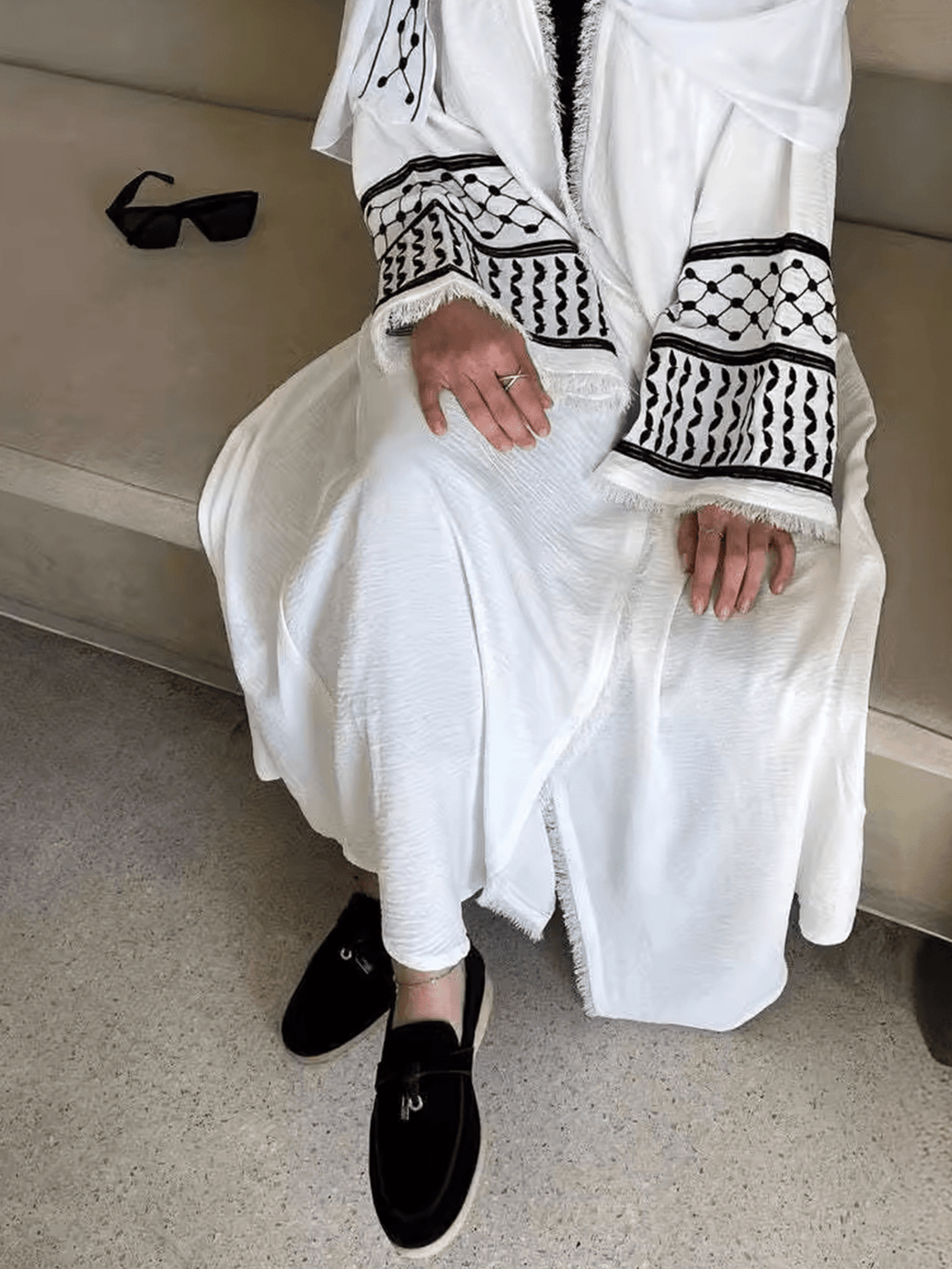 Set caftan și jalabiya SHEIN, alb