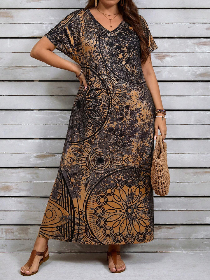 Rochie maxi Shein Curve+, mix culori