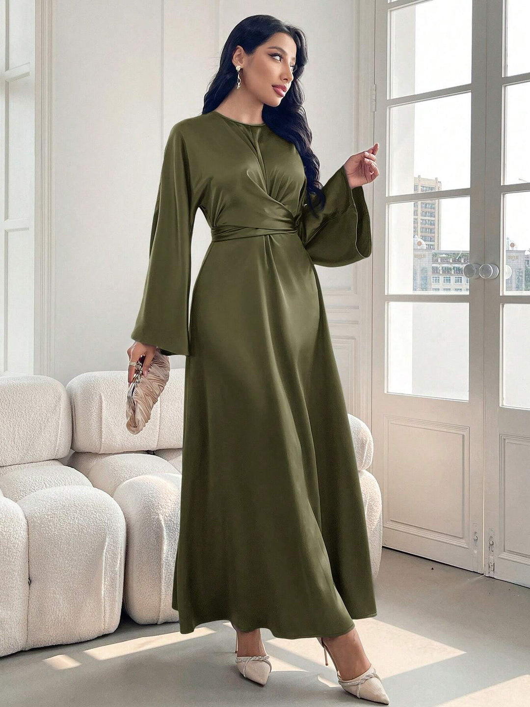 Rochie maxi SHEIN, kaki