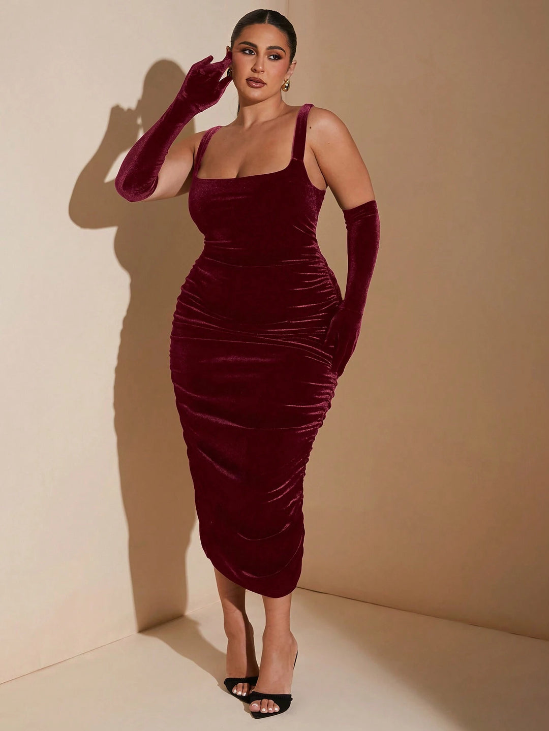 Rochie midi SHEIN,vișiniu
