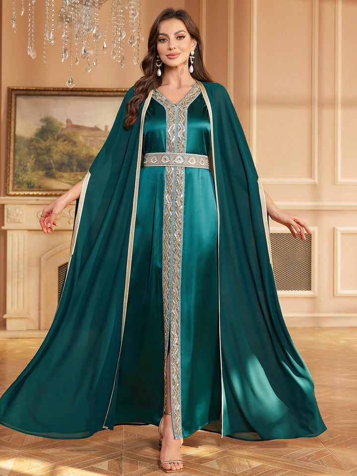 Set caftan și jalabiya SHEIN, verde