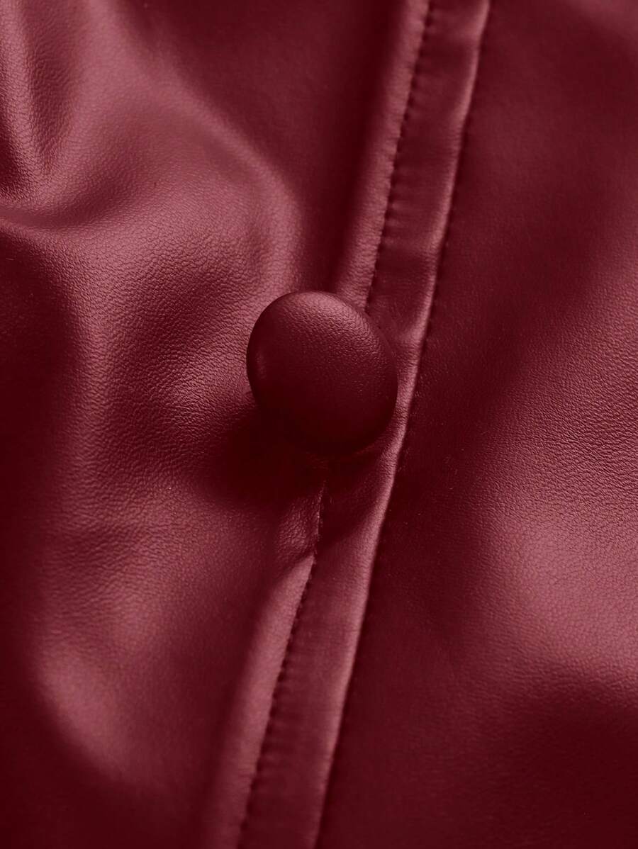 Fustă maxi imitație piele SHEIN, vișiniu