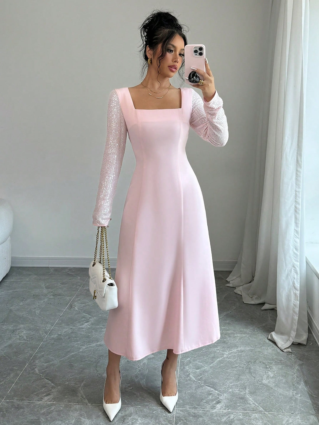 Rochie maxi SHEIN, roz