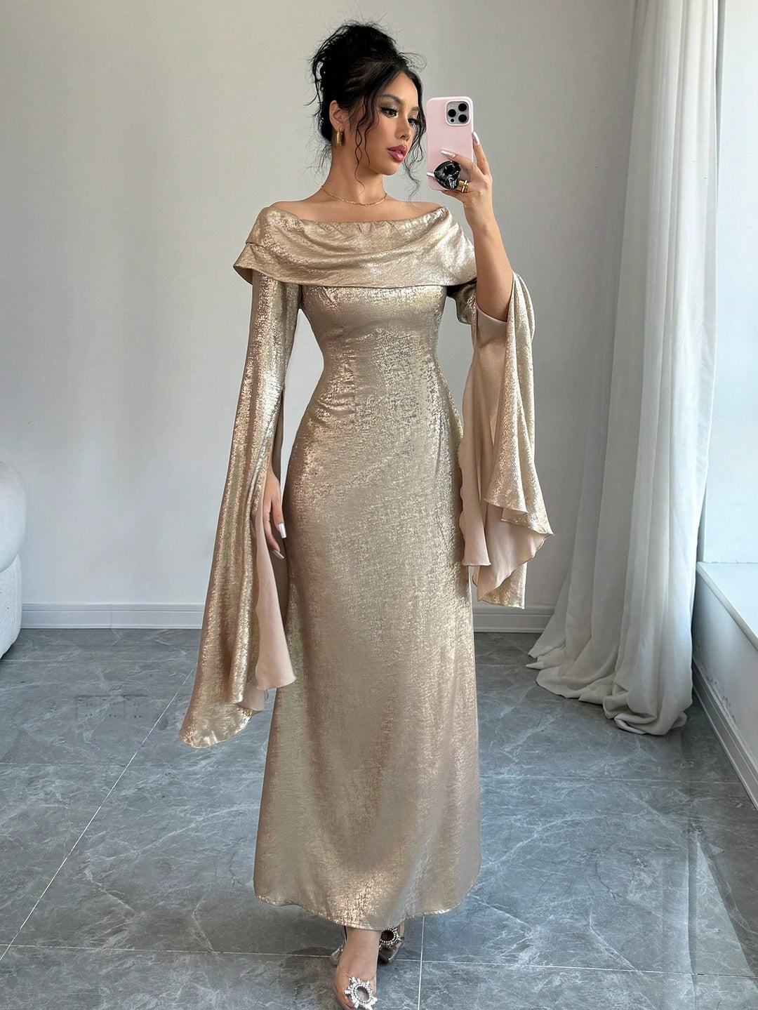 Rochie maxi SHEIN, auriu