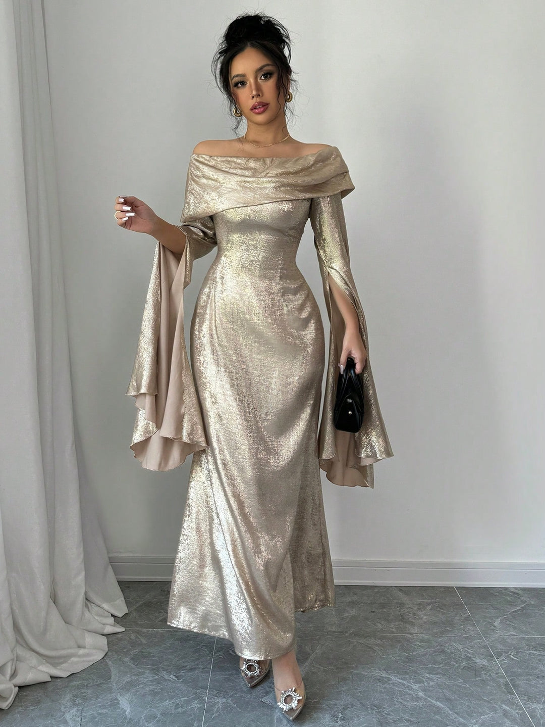 Rochie maxi SHEIN, auriu
