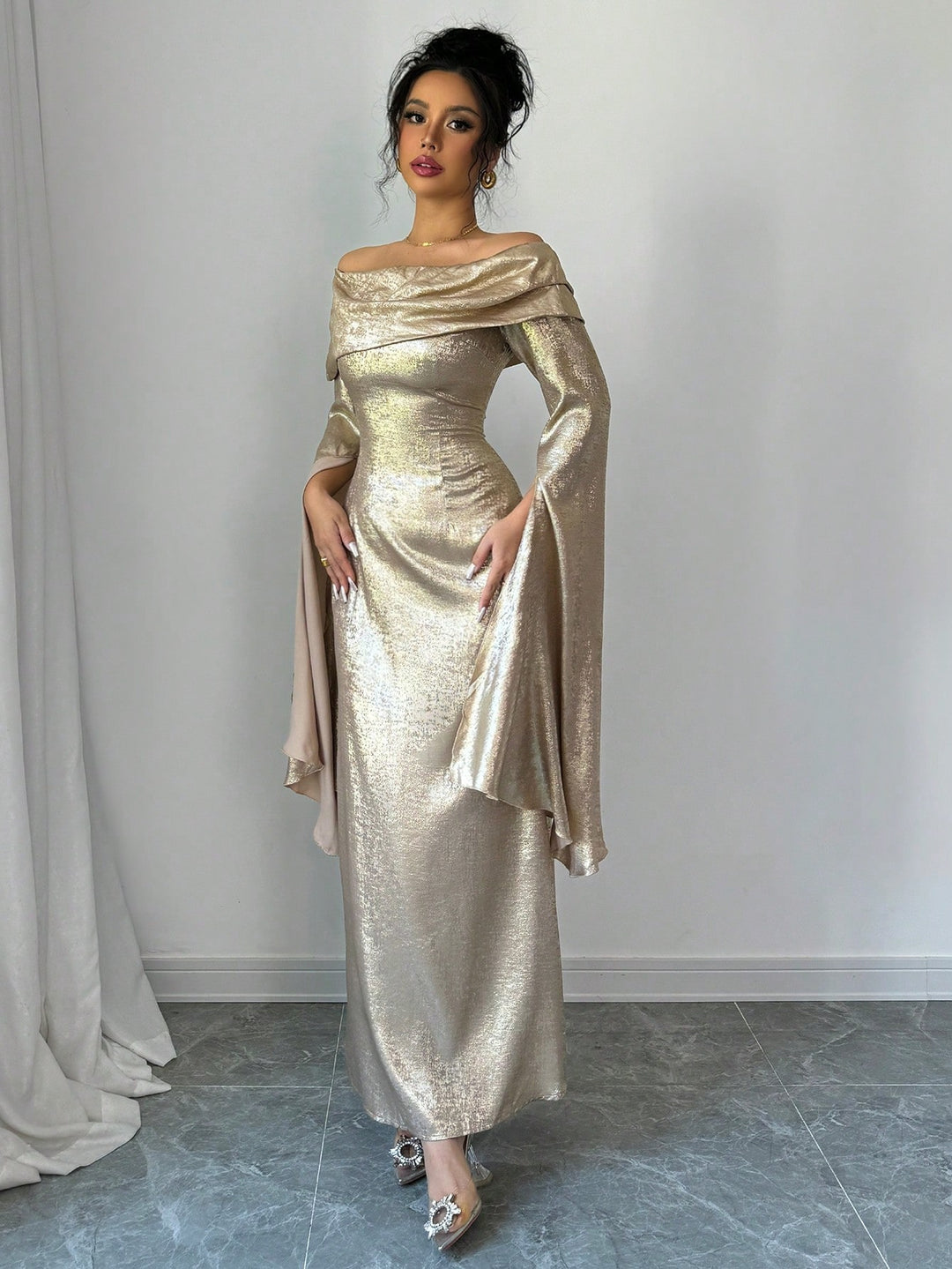 Rochie maxi SHEIN, auriu