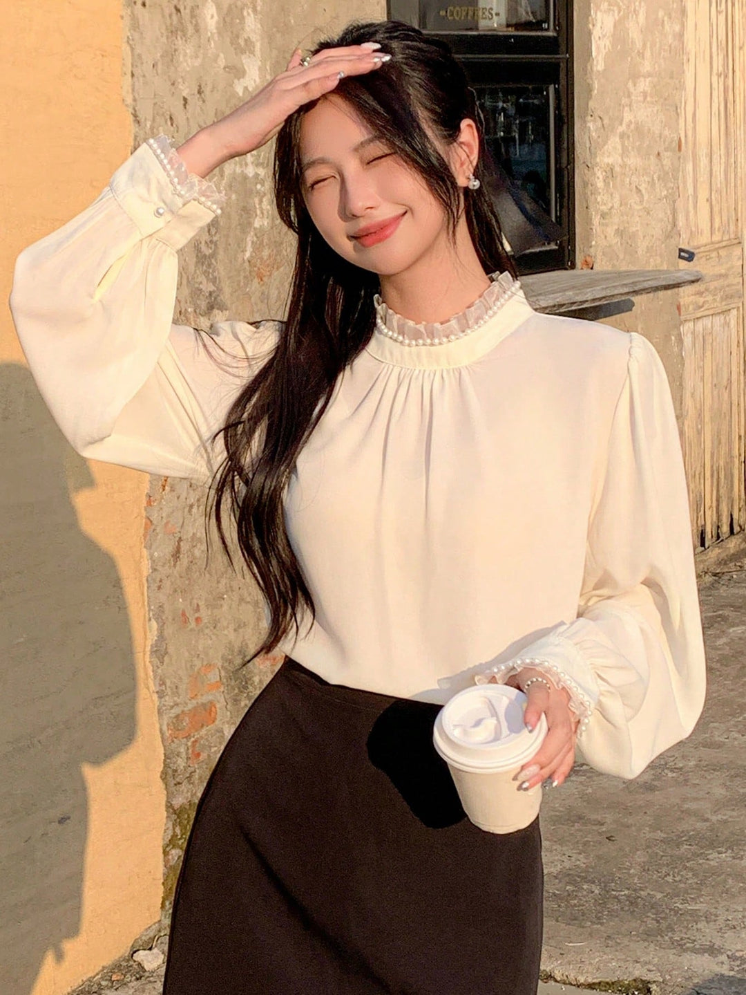 Bluza casual SHEIN, bej