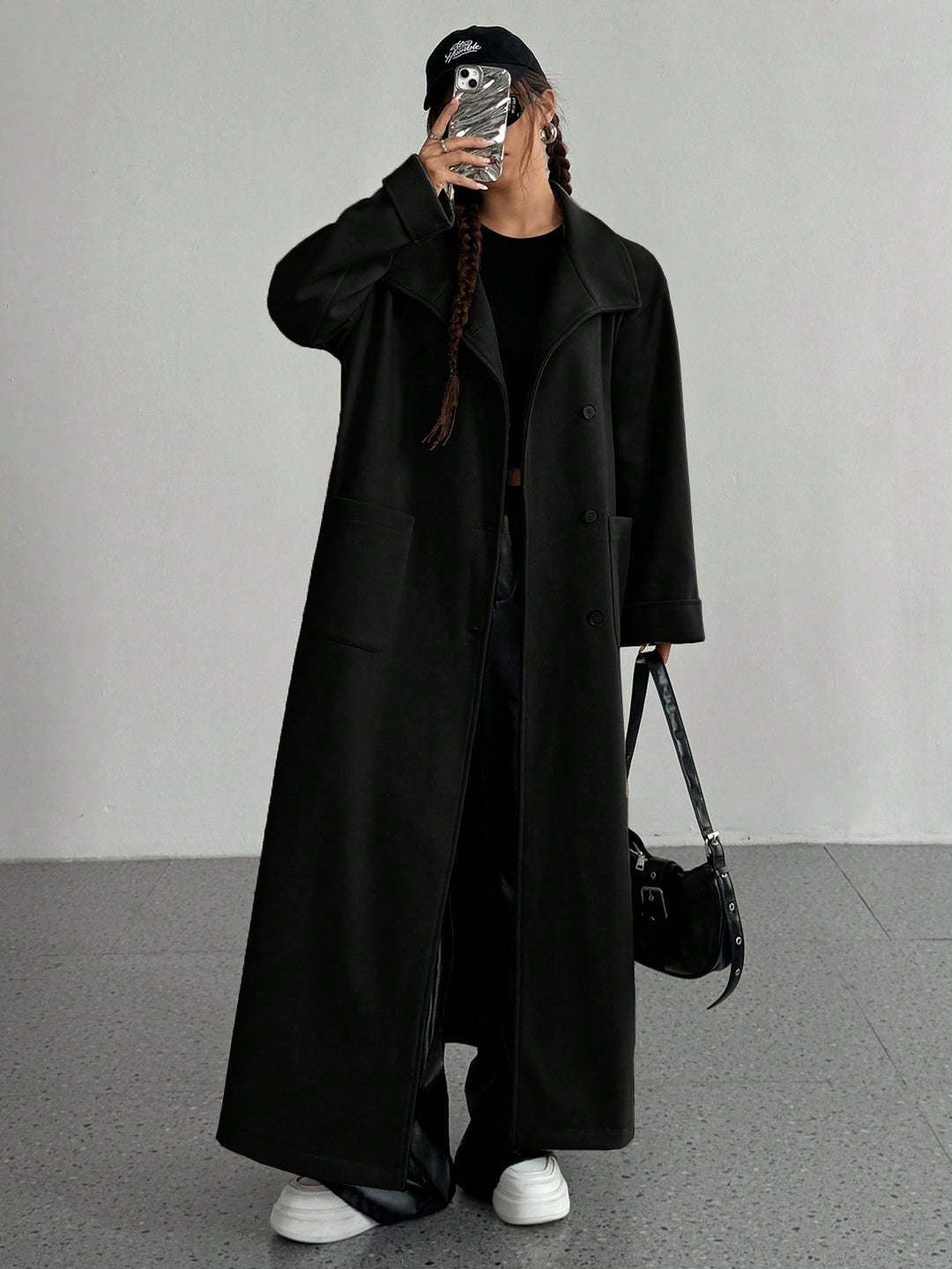 Palton lung SHEIN, negru