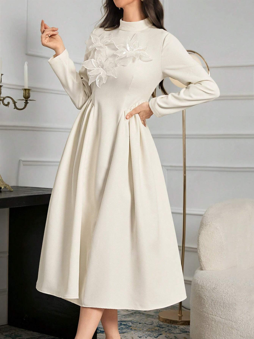 Rochie midi Shein, crem