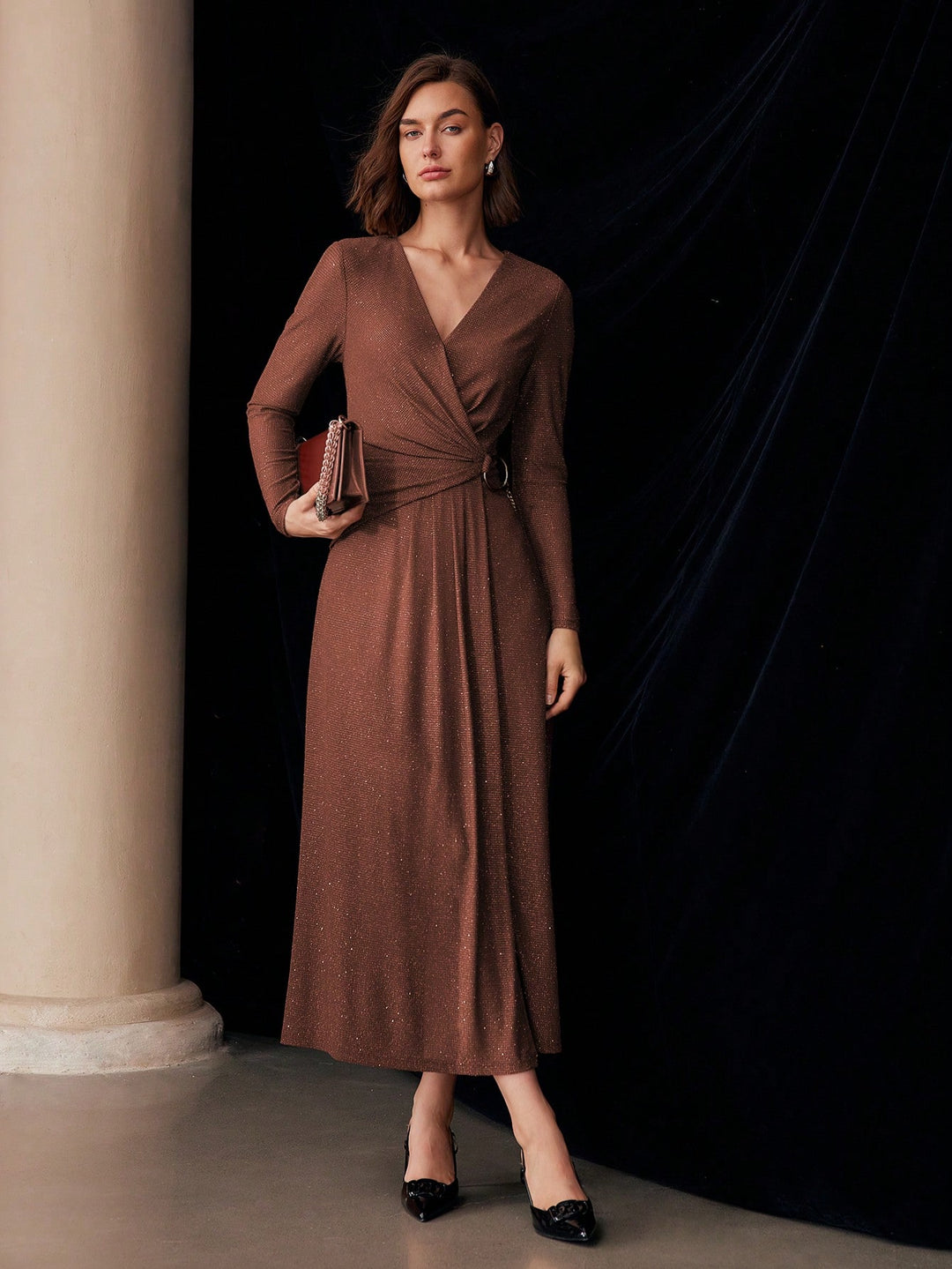 Rochie maxi SHEIN, maro