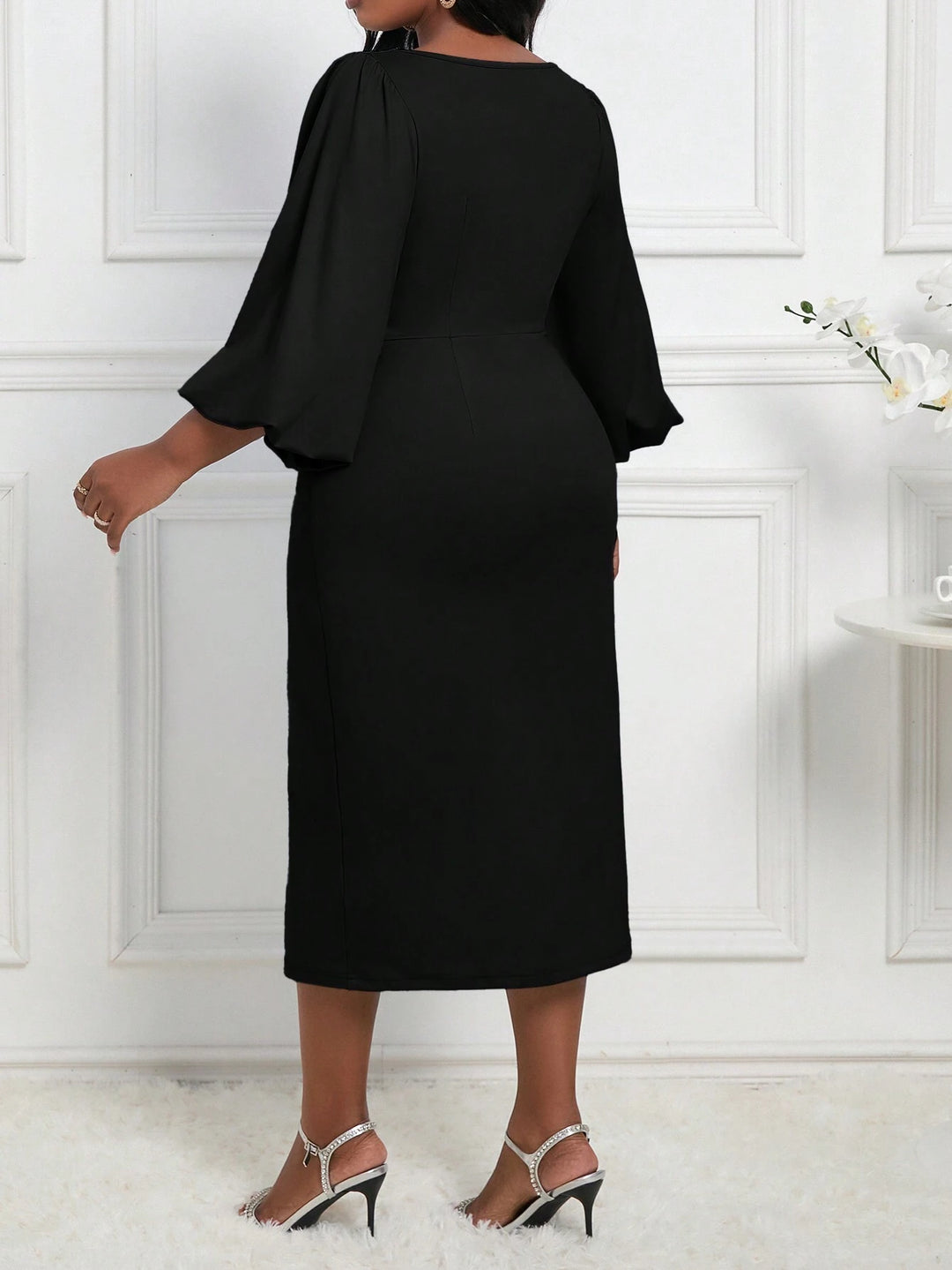 Rochie midi Shein Curve+, negru
