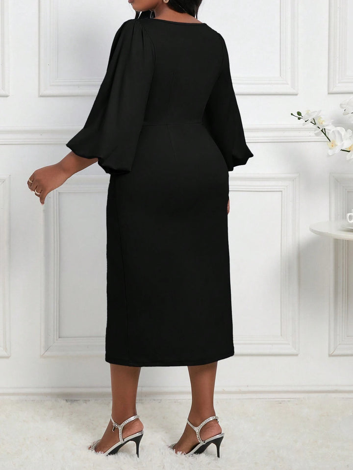Rochie midi Shein Curve+, negru