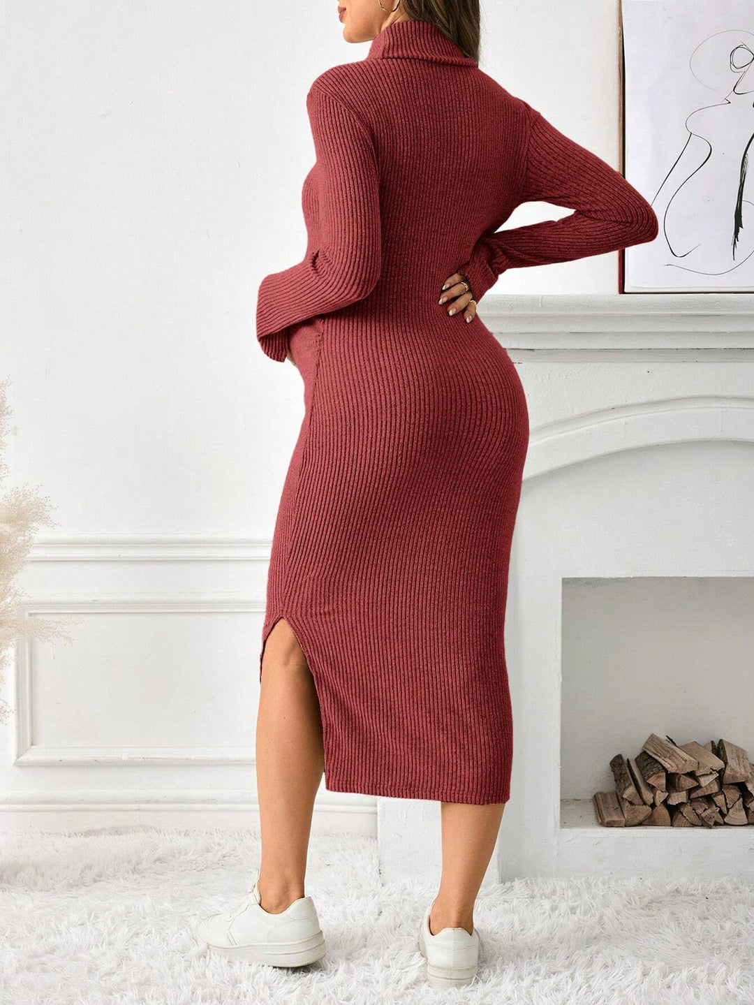 Rochie midi SHEIN, cărămiziu