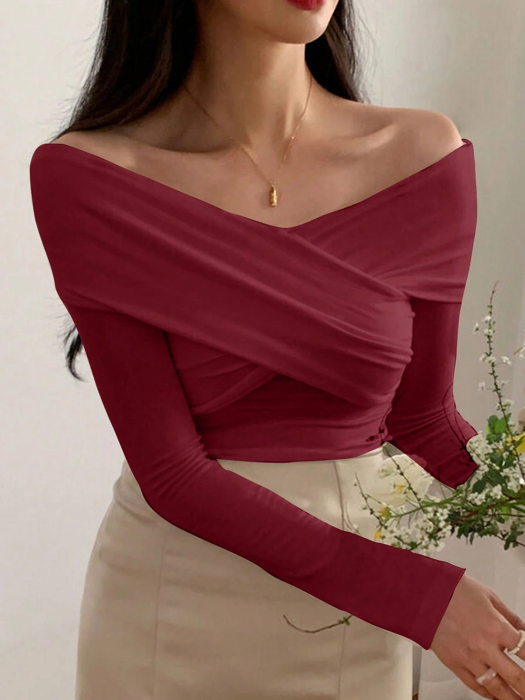 Shein blúz, piros