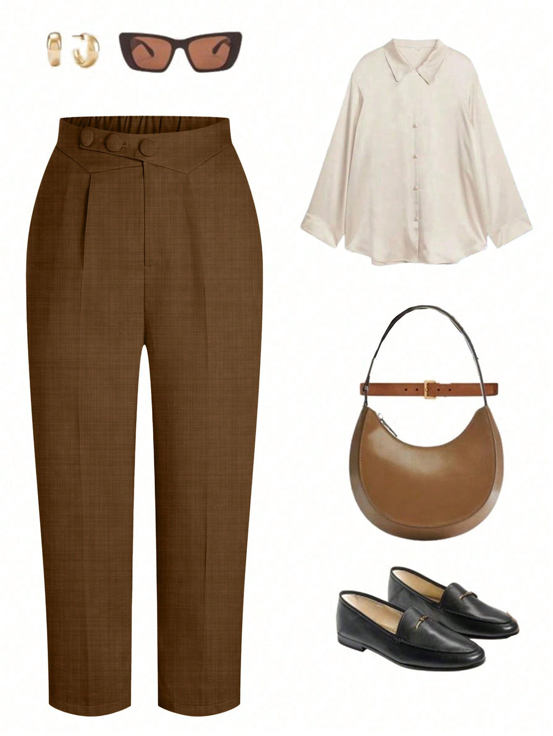 Pantalon de costum SHEIN, maro