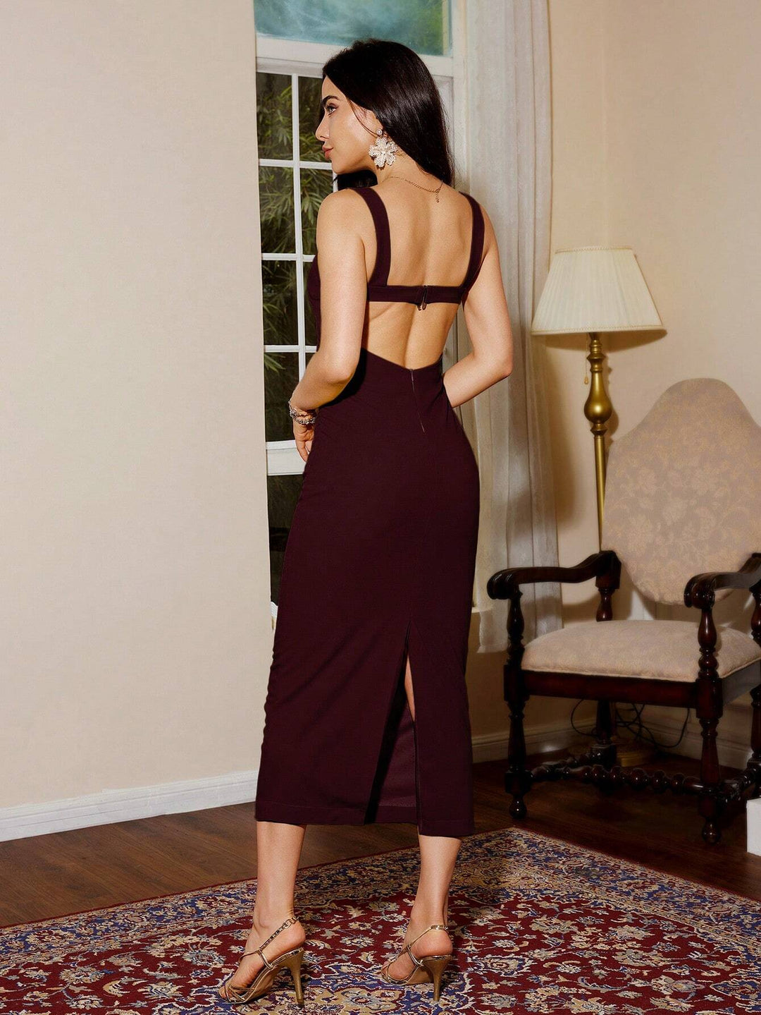 Rochie midi SHEIN, vișiniu