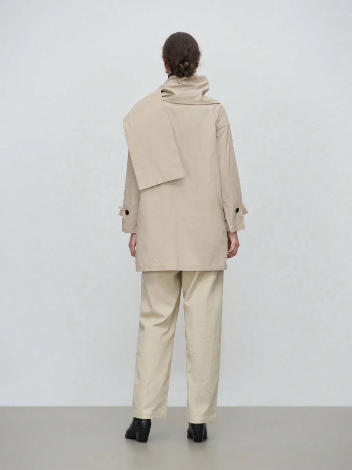 Set jachetă și eșarfă SHEIN, bej