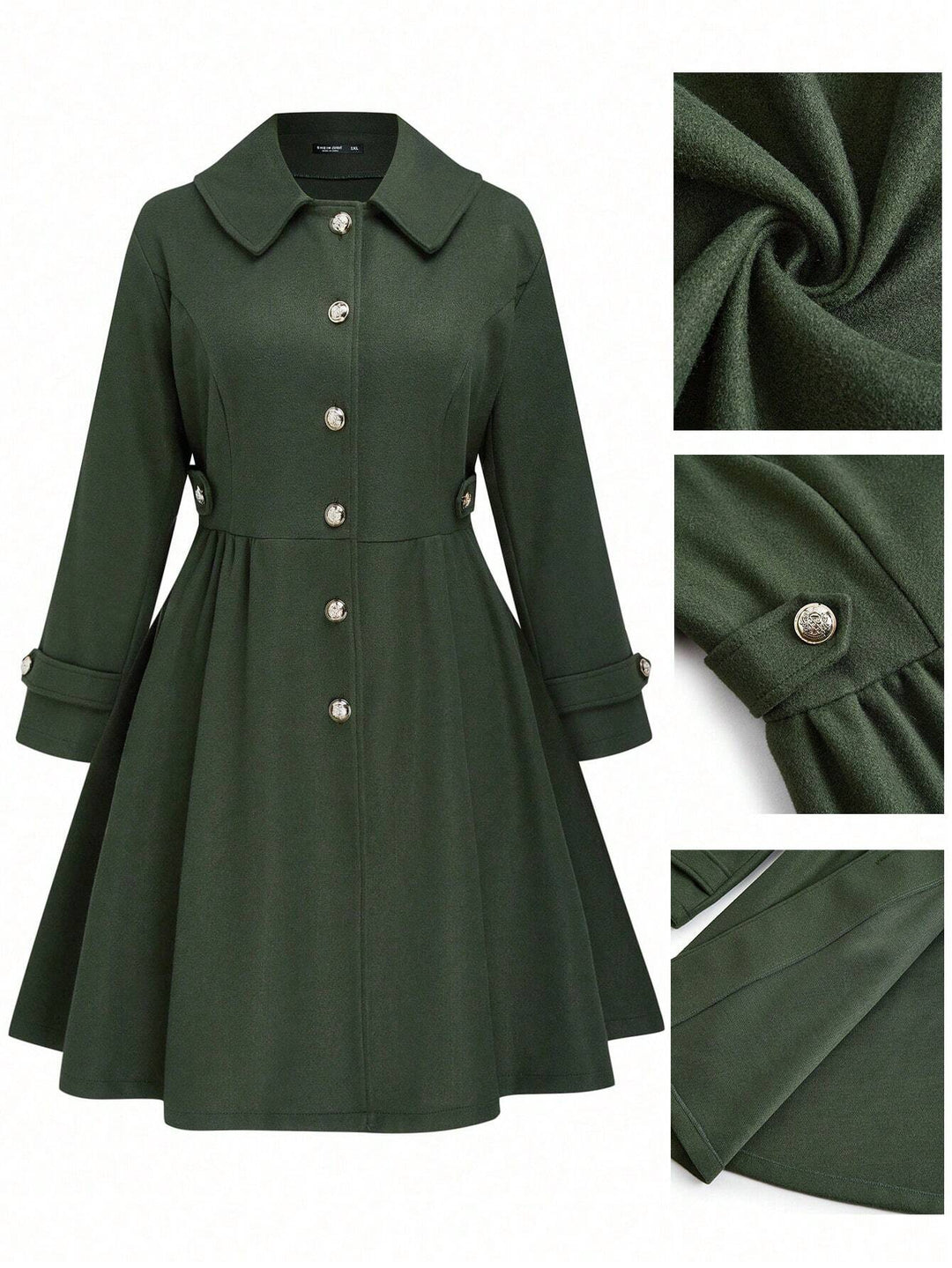 Palton lung Shein Curve+, verde