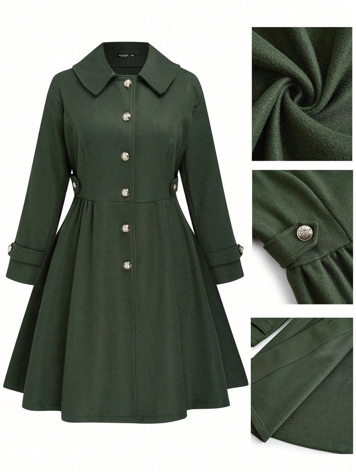 Palton lung Shein Curve+, verde