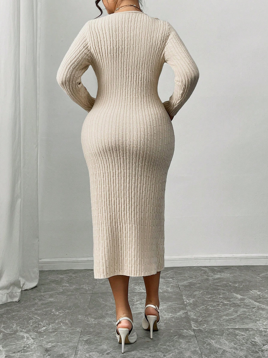 Rochie midi Shein, crem