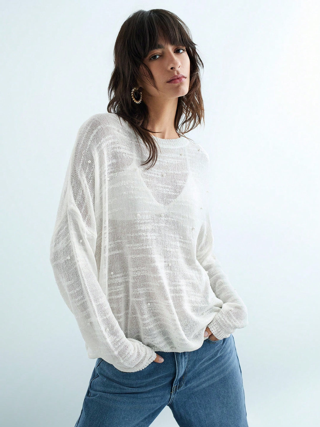 Pulover SHEIN, alb