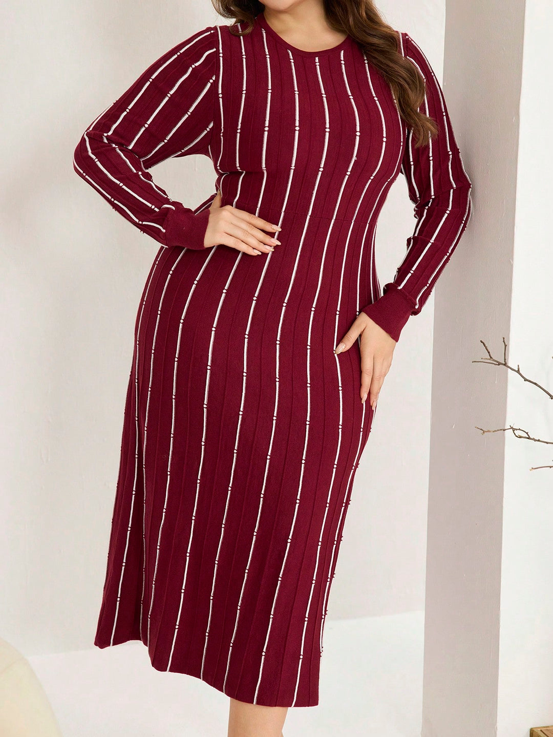 Rochie midi Shein Curve+, vișiniu