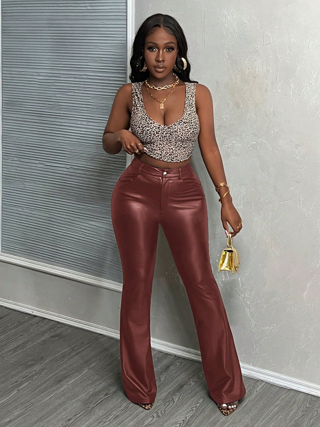 Pantaloni SHEIN, maro