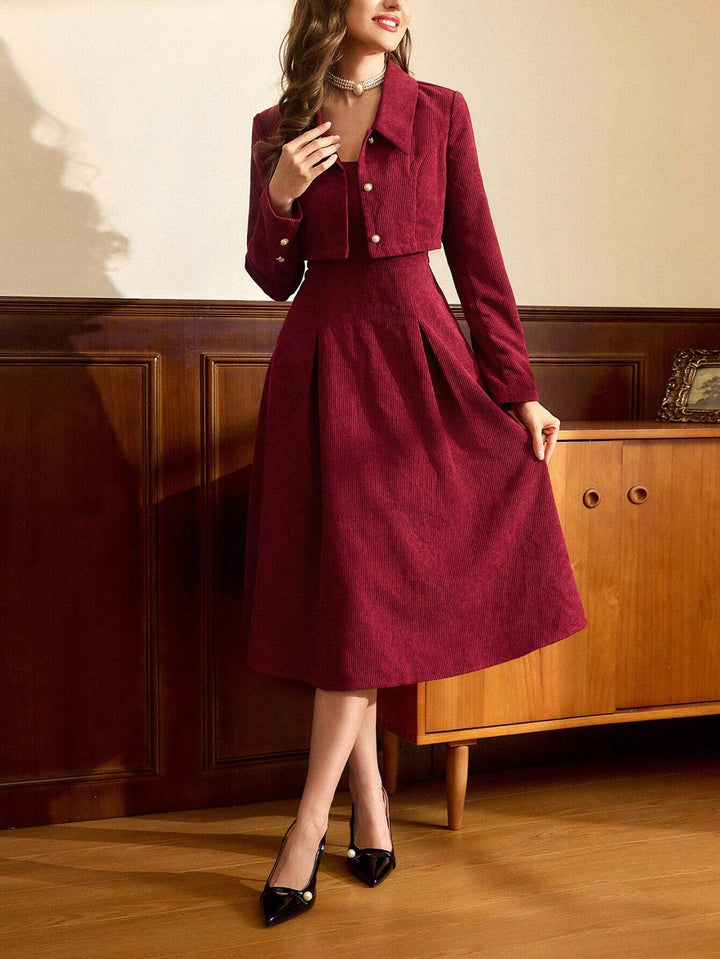 Set rochie și jachetă SHEIN, roșu