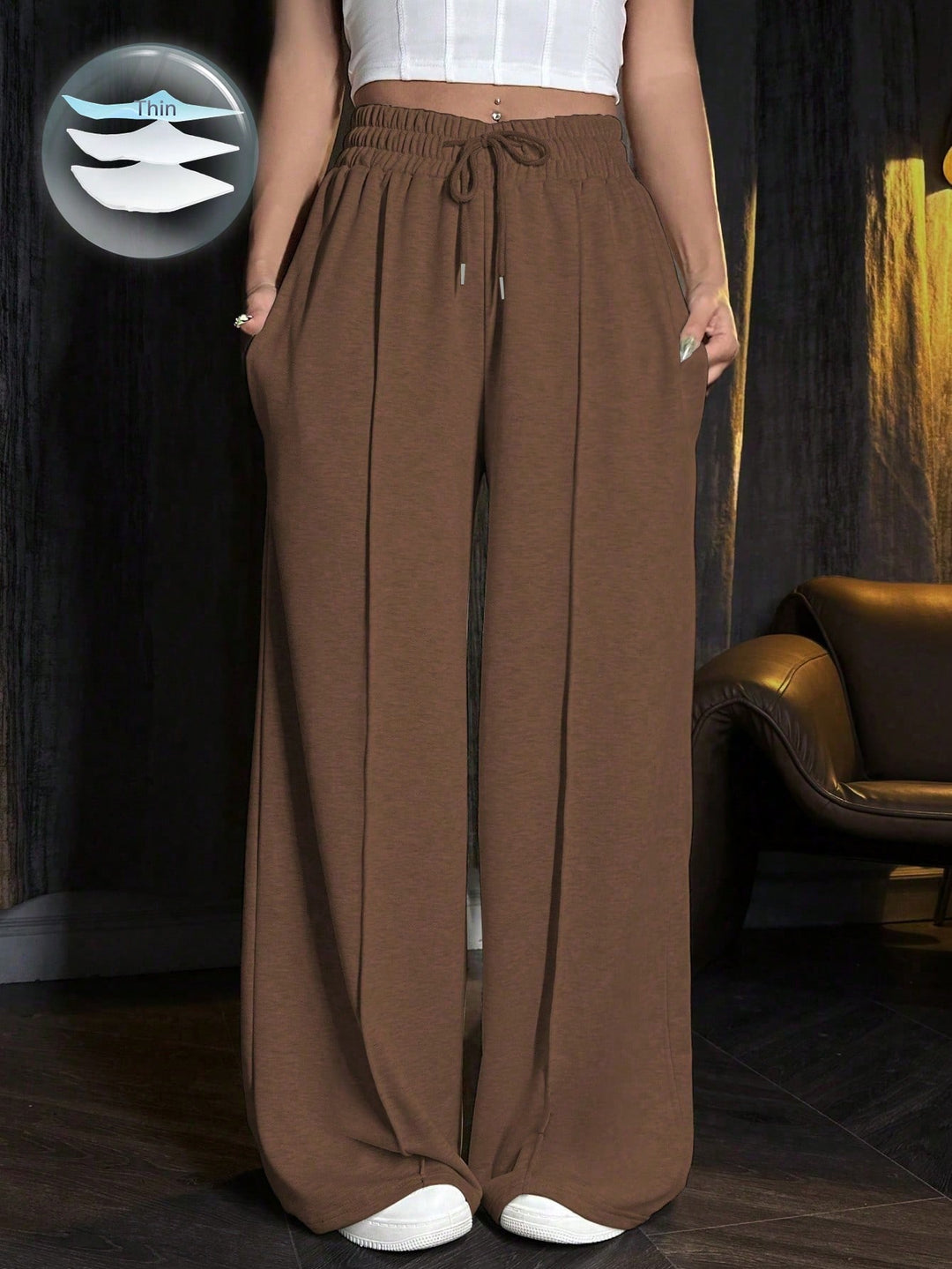 Pantaloni SHEIN, maro