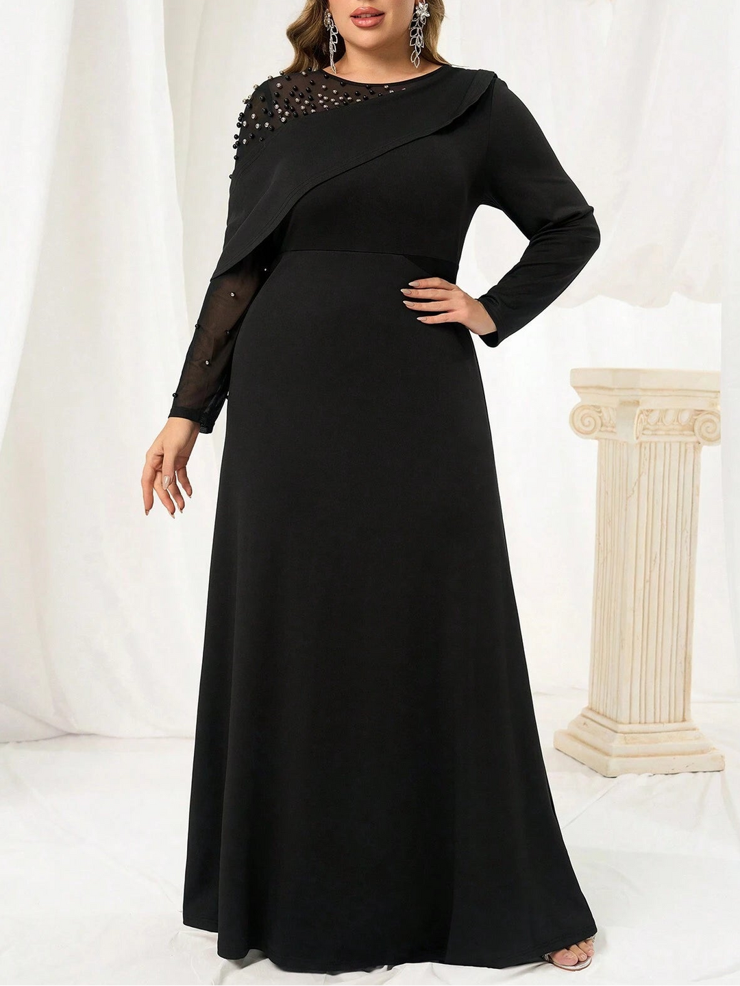 Rochie maxi Shein Curve+, negru