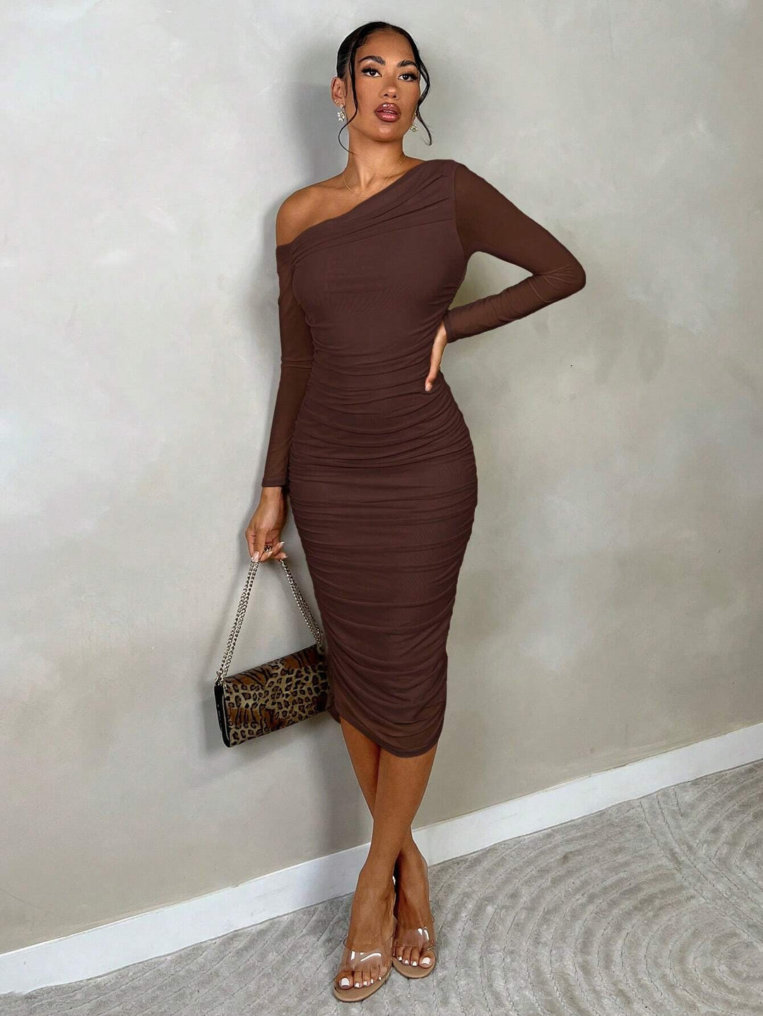 Rochie midi SHEIN, maro