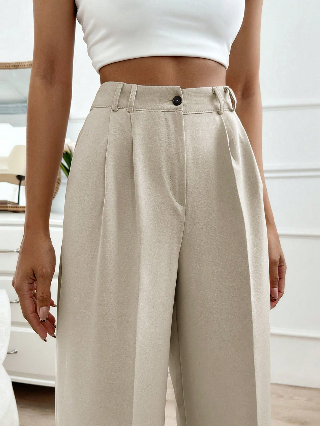 Pantalon de costum SHEIN, bej