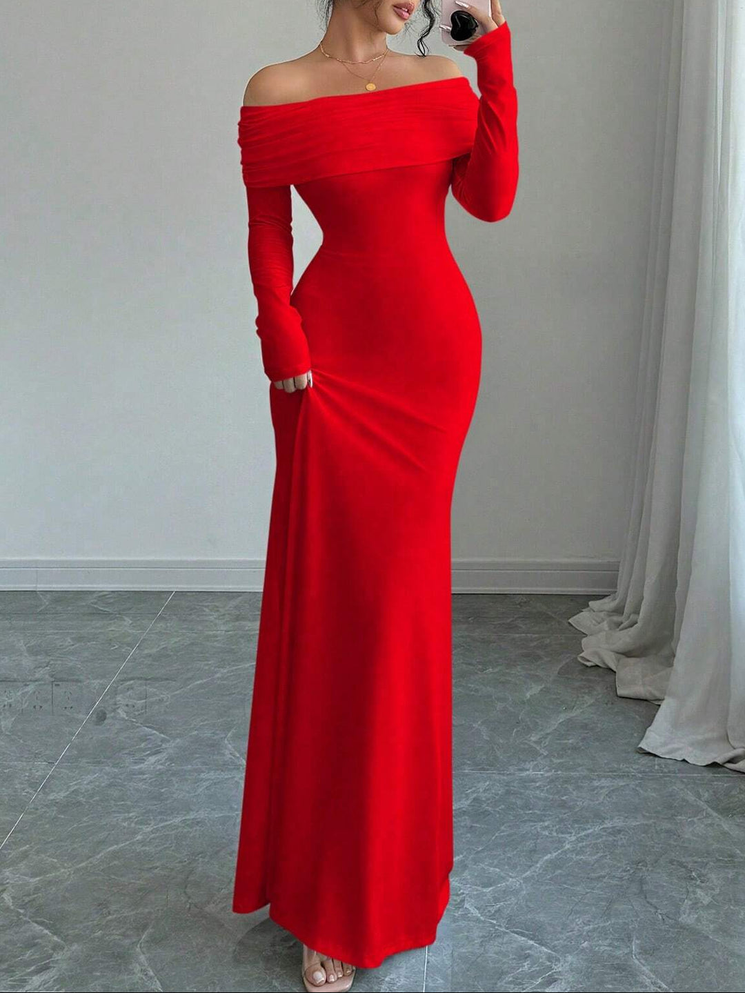 Shein maxi ruha, piros
