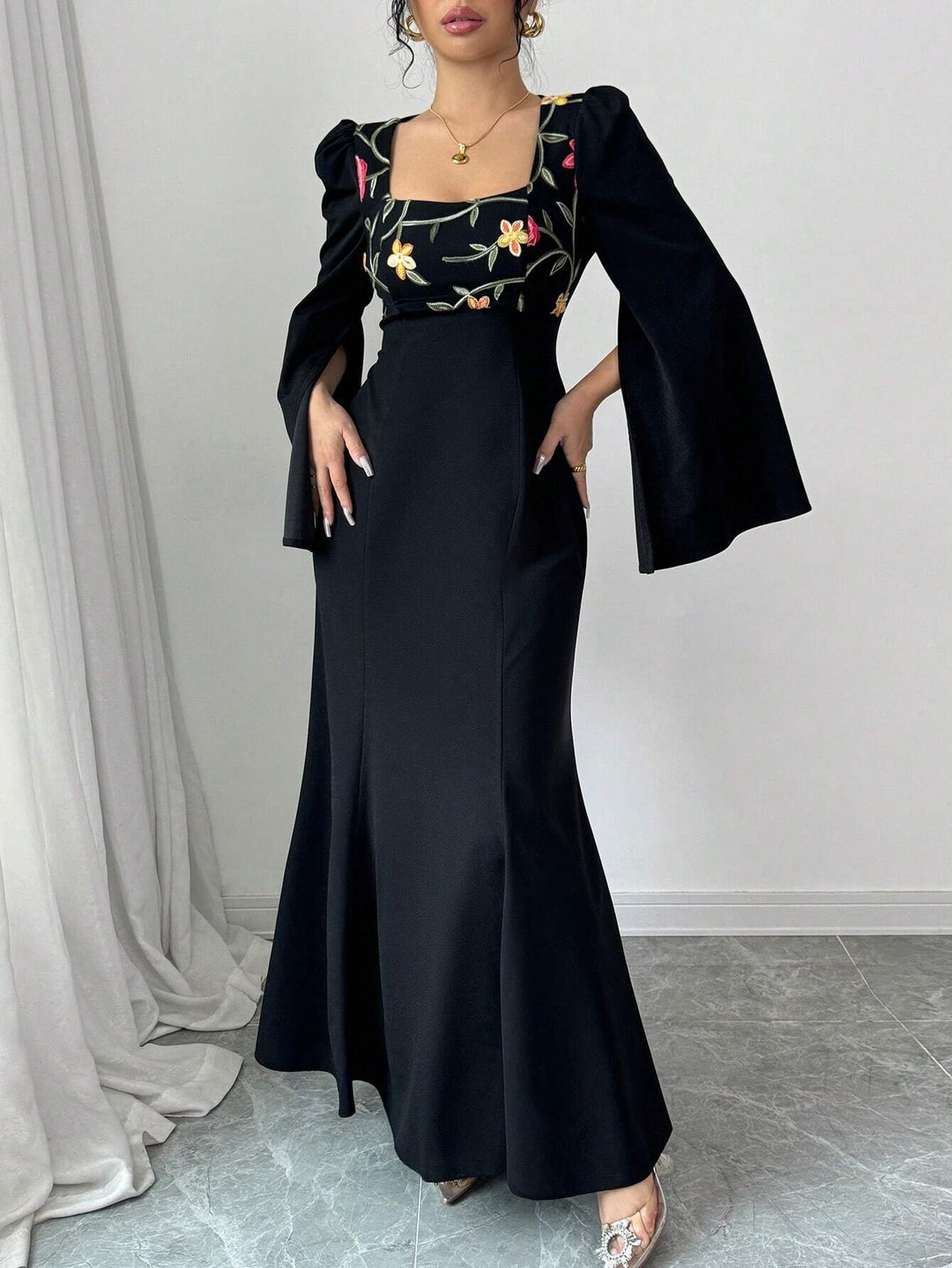 Shein maxi ruha, fekete