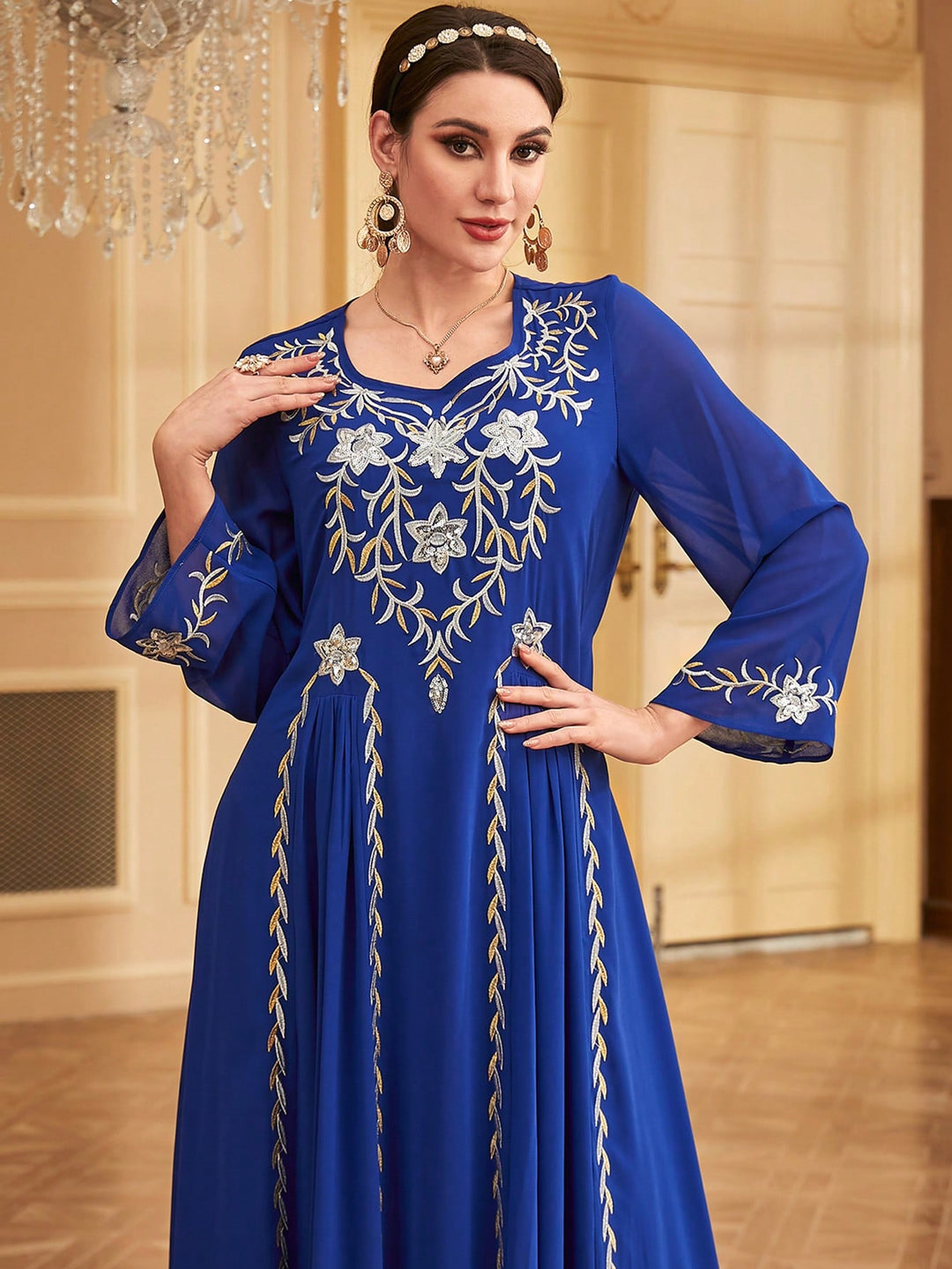 Set caftan și jalabiya SHEIN, albastru