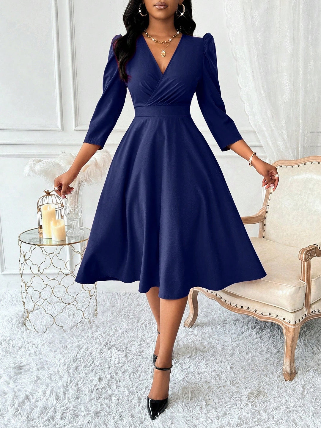 Rochie midi SHEIN, albastru