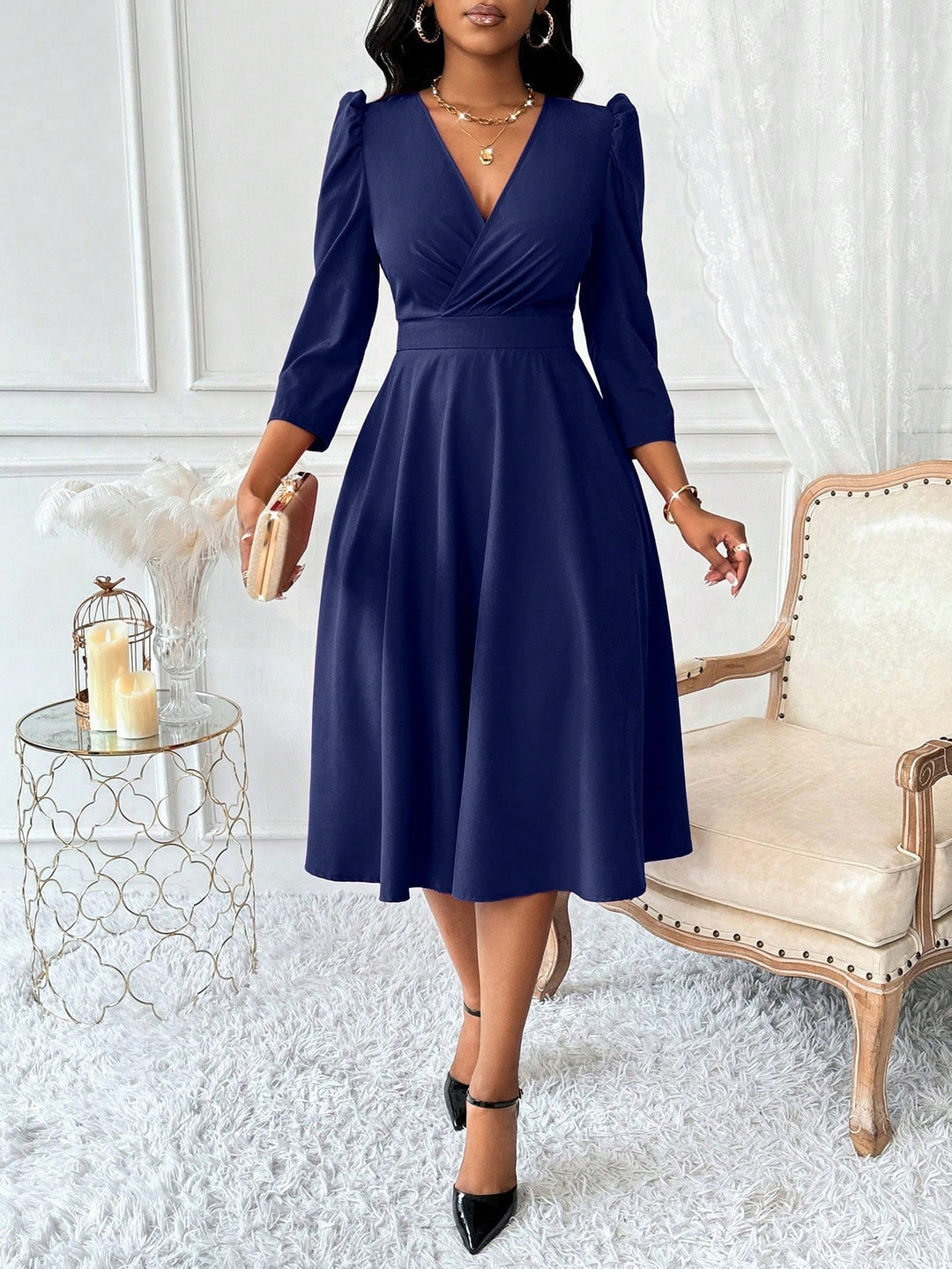 Rochie midi SHEIN, albastru