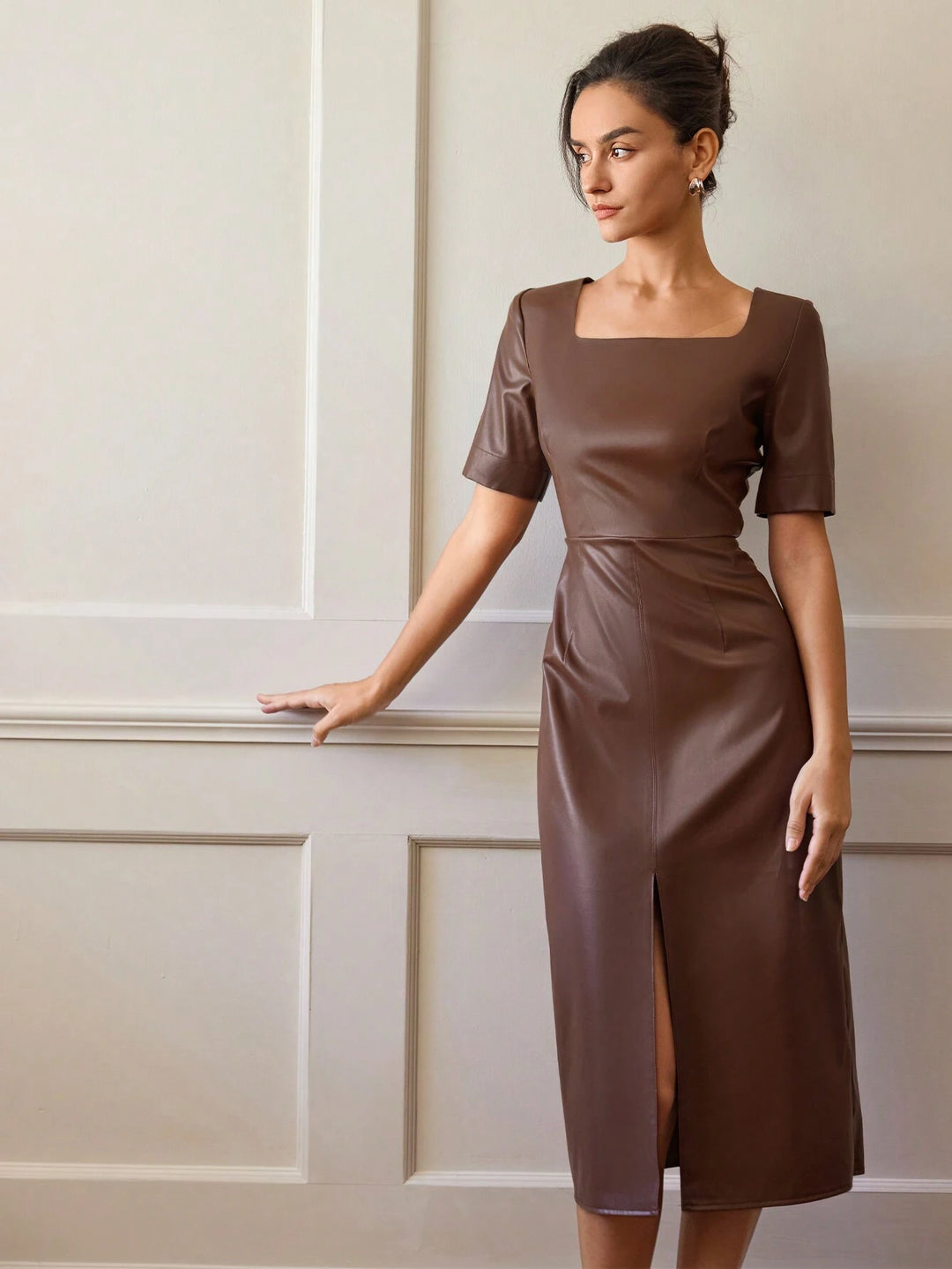 Rochie midi SHEIN, maro