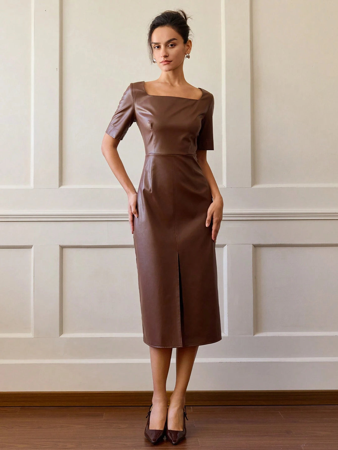 Rochie midi SHEIN, maro