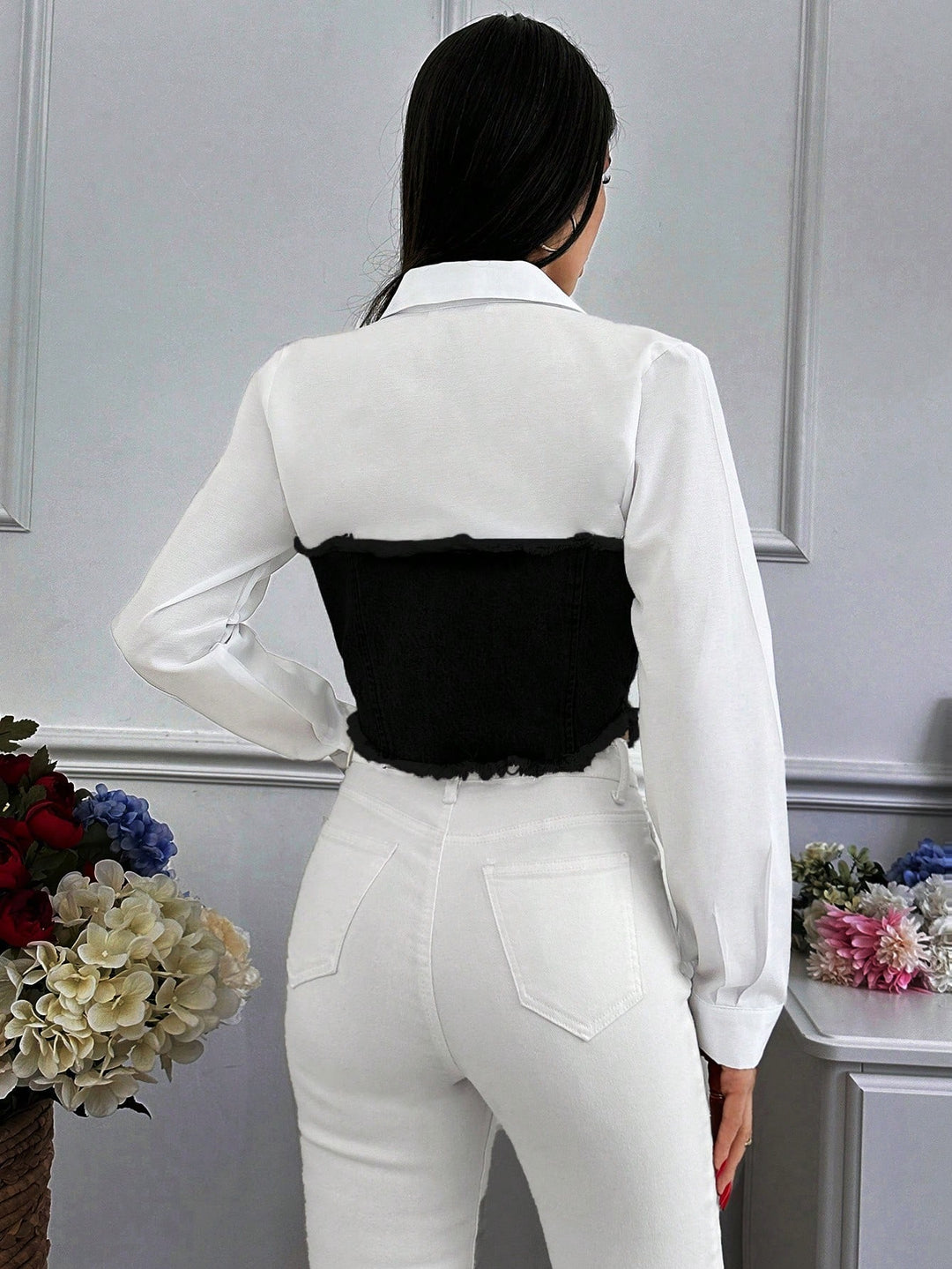 Cămașă denim SHEIN, negru