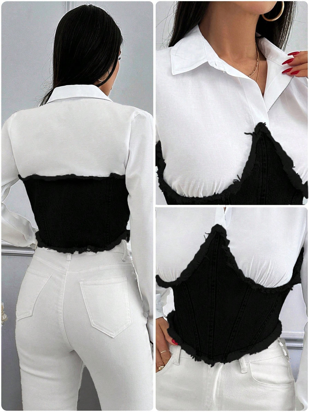 Cămașă denim SHEIN, negru