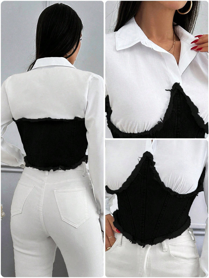 Cămașă denim SHEIN, negru