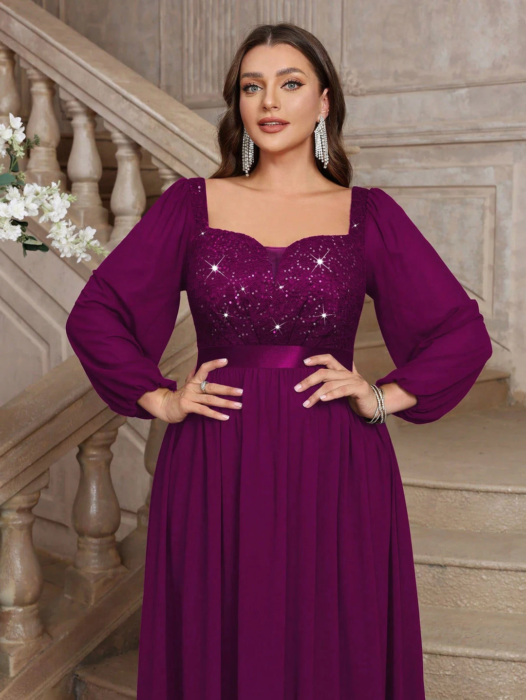Rochie de ocazie SHEIN, vișiniu