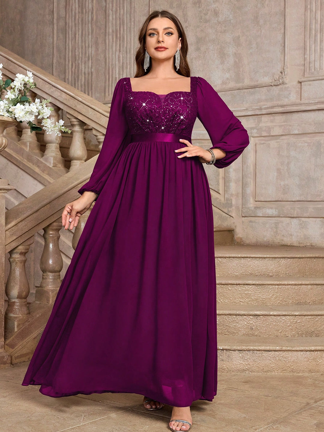 Rochie de ocazie SHEIN, vișiniu