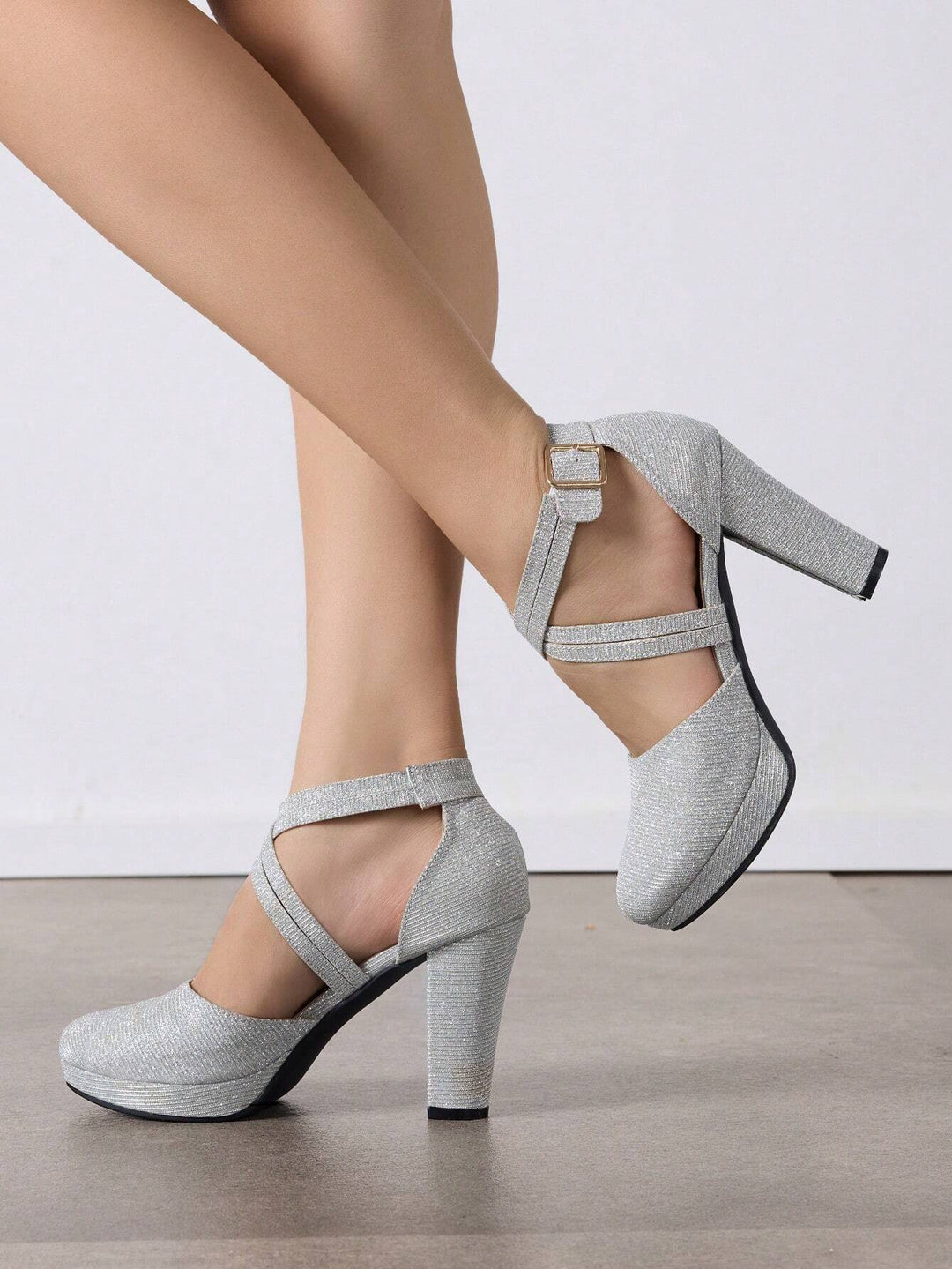 Pantofi cu toc SHEIN, argintiu