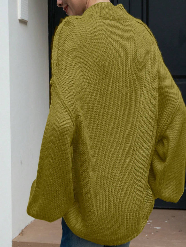 Pulover cu nasturi SHEIN, verde