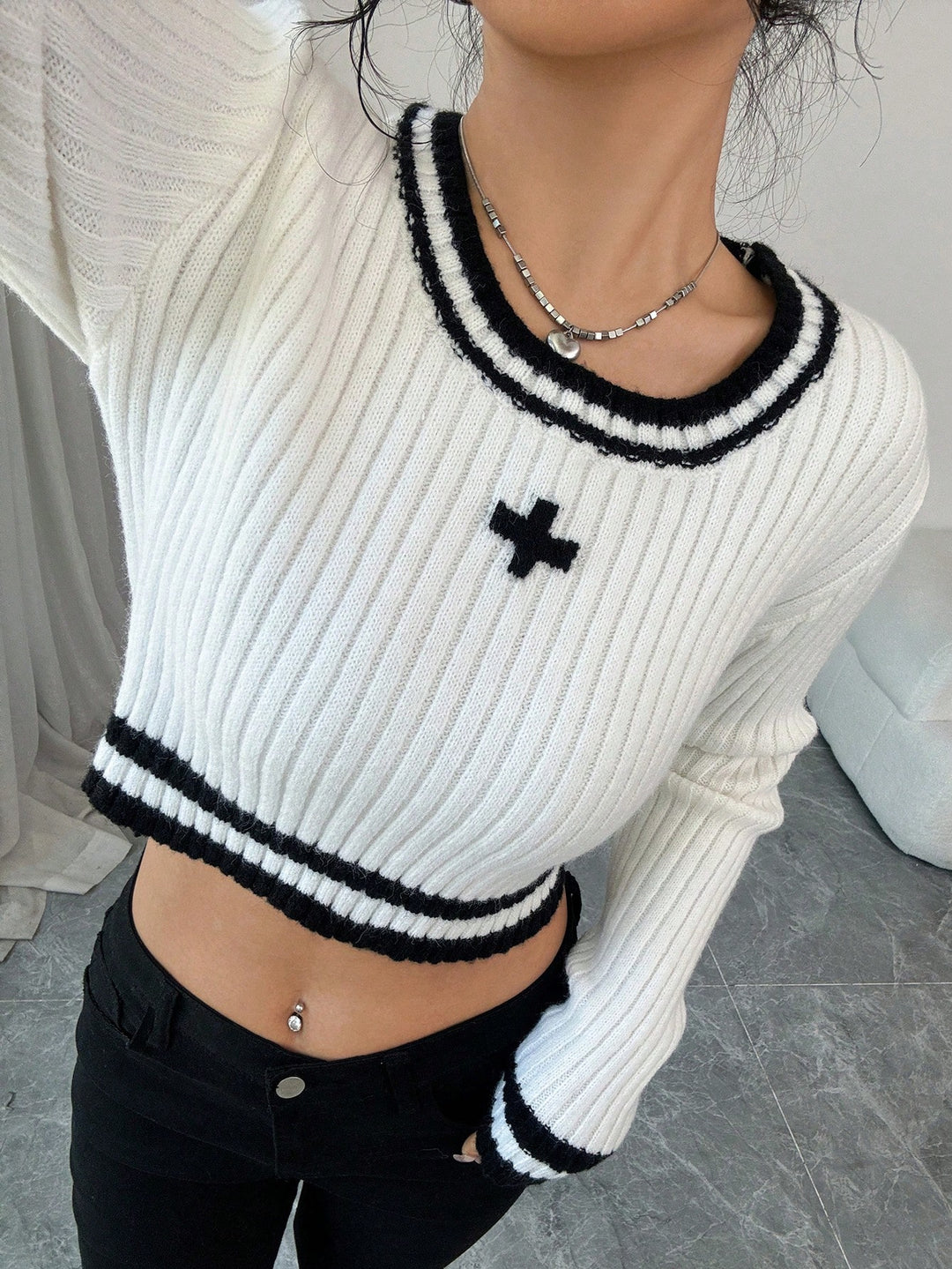 Pulover SHEIN, alb