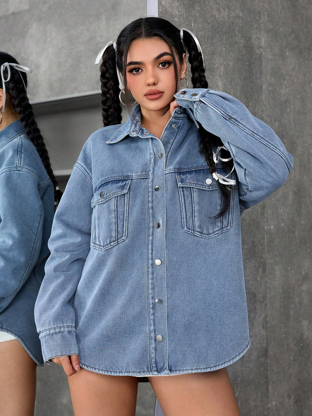 Jachetă din denim SHEIN, albastru