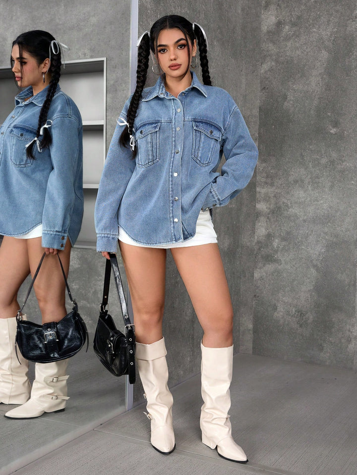Jachetă din denim SHEIN, albastru